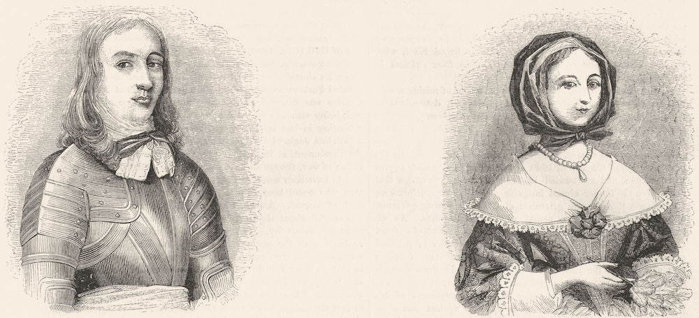 POLITICS. Richard Cromwell(Cooper); Dorothy, wife of 1845 old antique print